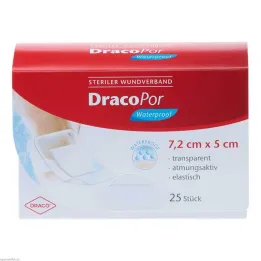 DracoPor voděodolný obvaz na rány 5x7,2 cm sterilní, 25 kusů