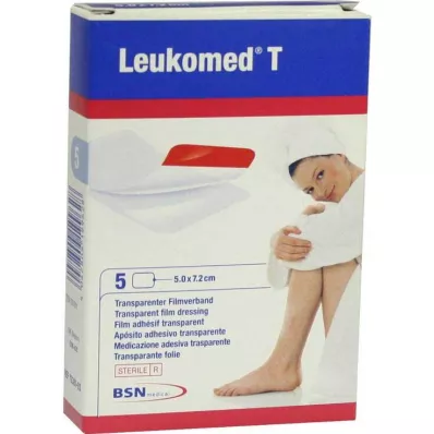 LEUKOMED transparentní sterilní náplast 5x7,2 cm, 5 ks