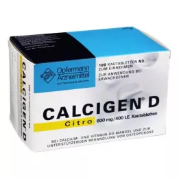 CALCIGEN D Citro 600 mg/400 I.E. žvýkací tablety, 100 ks