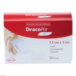 DracoPor Soft bílé krytí na rány 7,2x5 cm sterilní, 25 ks