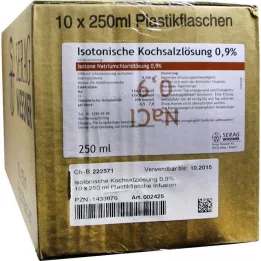ISOTONISCHE Fyziologický roztok 0,9% plastický inf. roztok, 10X250 ml