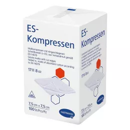 ES-KOMPRESSEN nesterilní 7,5x7,5 cm 8cestný, 100 ks