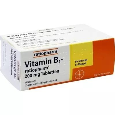 VITAMIN B1-RATIOPHARM 200 mg tablet, 100 ks