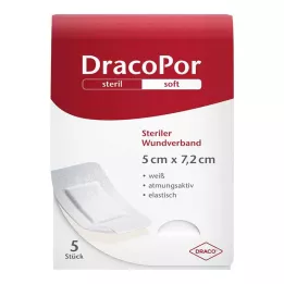 DRACOPOR Obvaz na rány 5x7,2 cm sterilní, 5 ks