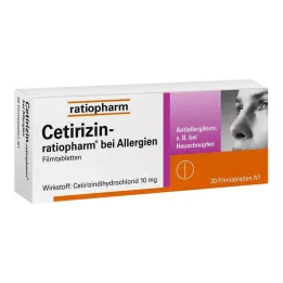 CETIRIZIN-ratiopharm na alergie 10 mg potahované tablety, 20 ks