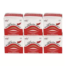 NASARA Kinesiotape 5 cmx5 m červený, 6 ks
