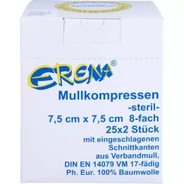 ERENA Gázový obklad 7,5x7,5 cm sterilní 8násobný, 25x2 kusy