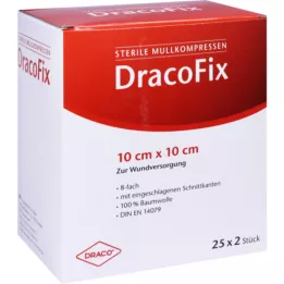 DRACOFIX PEEL komprimuje 10x10 cm sterilní 8krát, 25x2 ks