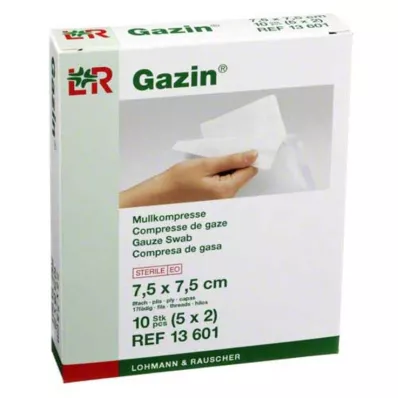 GAZIN Gáza komp. 7,5x7,5 cm sterilní 8vrstvá, 5X2 ks