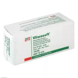 VLIWASOFT Komprese z netkané textilie 5x5 cm nesterilní 4l., 100 ks