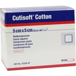 CUTISOFT Cotton Kommpr. 5x5 cm sterilní 12krát, 25x2 ks