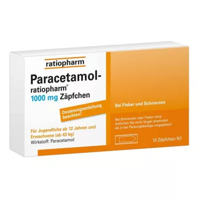 PARACETAMOL-ratiopharm čípky 1 000 mg, 10 ks PARACETAMOL-ratiopharm čípky 1 000 mg, 10 ks