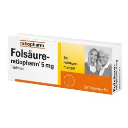 FOLSÄURE-RATIOPHARM 5 mg tablety, 20 ks