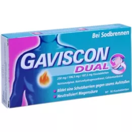 GAVISCON Duální 250 mg/106,5 mg/187,5 mg žvýkací tablety, 16 ks