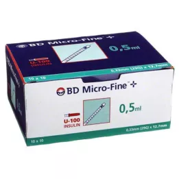 BD MICRO-FINE+ Inzulinová stříkačka 0,5 ml U100 12,7 mm, 100X0,5 ml