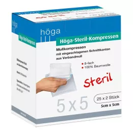 HÖGA-KOMPRESSEN 5x5 cm sterilní 8krát, 25x2 ks