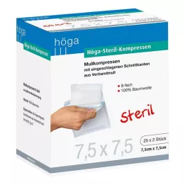 HÖGA-KOMPRESSEN 7,5x7,5 cm sterilní 8cestný, 25X2 ks