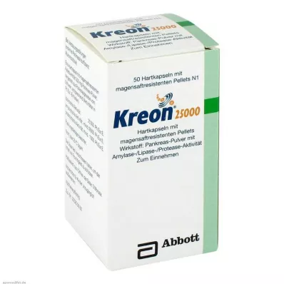 KREON 25 000 tvrdých tobolek s enterosolventními peletami, 50 ks