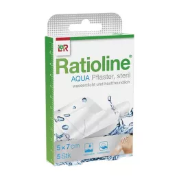 RATIOLINE aqua sprchová omítka Plus 5x7 cm sterilní, 5 ks