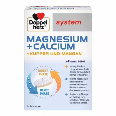 DOPPELHERZ Hořčík+Vápník+Měď+Mangan syst.Tab., 60 ks