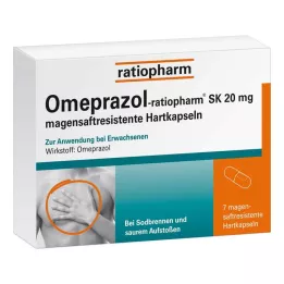OMEPRAZOL-ratiopharm SK 20 mg enterosolventní tvrdé tobolky, 7 ks