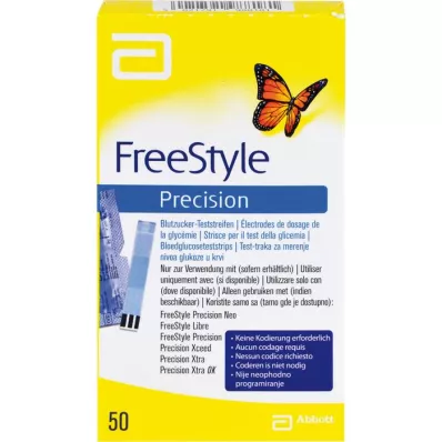 FREESTYLE Přesné testovací proužky na měření hladiny glukózy v krvi bez kódování, 50 ks FREESTYLE Přesné testovací proužky na měření hladiny glukózy v krvi bez kódování, 50 ks