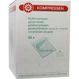 MULLKOMPRESSEN 7,5x7,5 cm sterilní 8cestný, 50X2 ks