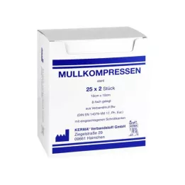MULLKOMPRESSEN 10x10 cm sterilní 8násobná BW, 25X2 ks