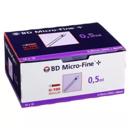 BD MICRO-FINE+ Inzulinová stříkačka 0,5 ml U100 8 mm, 100X0,5 ml