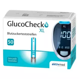 GLUCOCHECK XL Testovací proužky na měření hladiny glukózy v krvi, 50 ks