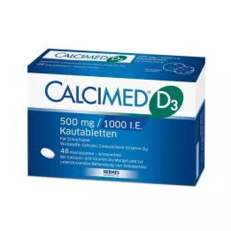 CALCIMED D3 500 mg/1000 I.E. žvýkací tablety, 48 ks