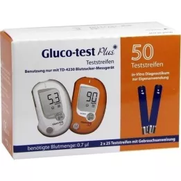 GLUCO TEST plus testovací proužky v krvi, 50 ks