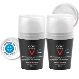 Vichy Homme Deo Roll-on pro citlivou pleť 48h DP (2x50 ml)