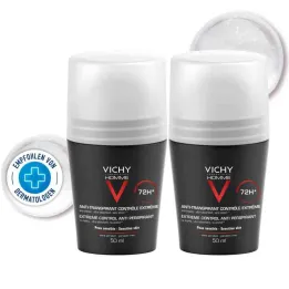 Vichy Homme Deodorant Roll on Anti Perspirant 72h Dp (2x50 ml)