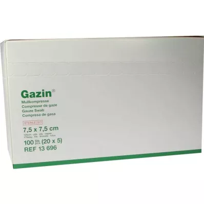GAZIN Gáza komp. 7,5x7,5 cm sterilní 12vrstvé médium, 20X5 ks