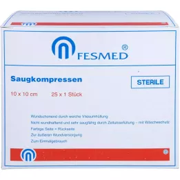 SAUGKOMPRESSEN Steril 10x10 cm, 25x1 st