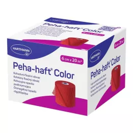 PEHA-HAFT Barevná fixační páska bez latexu 6 cm x 20 m červená, 1 kus