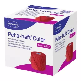 PEHA-HAFT Barevná fixační páska bez latexu 8 cm x 20 m červená, 1 kus