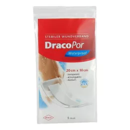 DRACOPOR voděodolné krytí na rány 10x20 cm sterilní, 5 ks