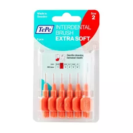 TEPE Mezizubní kartáček x-soft 0,5mm ISO 2 červené, 6 ks
