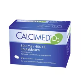 CALCIMED D3 600 mg/400 I.E. žvýkací tablety, 96 ks