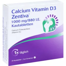 Vitamin vápenatý D3 Zentiva 1000 mg / 880 I.E. Žvýkací tablety, 20 ks