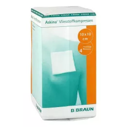 ASKINA Komprese z netkané textilie 10x10 cm nesterilní 4vrstvá, 100 ks