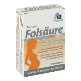 FOLSÄURE 400 Plus B12+Jódových tablet, 120 ks