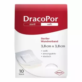 DRACOPOR Obvaz na rány 3,8x3,8 cm sterilní, 10 ks