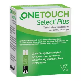 ONE TOUCH Select Plus testovací proužky na měření hladiny glukózy v krvi, 50 ks