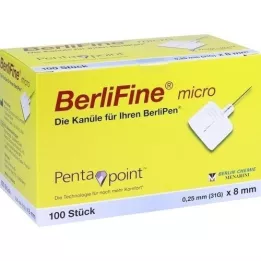 BERLIFINE Mikro kanyla 0,25x8 mm, 100 ks