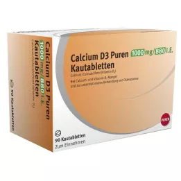 CALCIUM D3 Puren 1000 mg/880 I.E. žvýkací tablety, 90 ks
