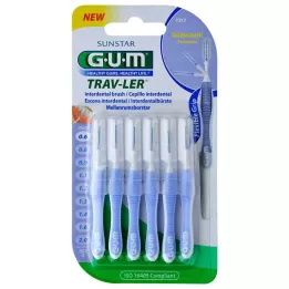 GUM TRAV-LER 0,6mm svíčka světle modrý mezizubní kartáček, 6 ks
