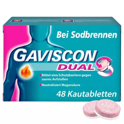 GAVISCON Duální 250 mg/106,5 mg/187,5 mg žvýkací tablety, 48 kusů